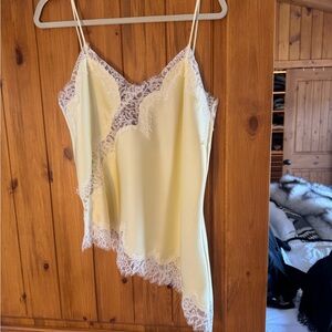 Zara Pale Yellow Lace Trim Camisole